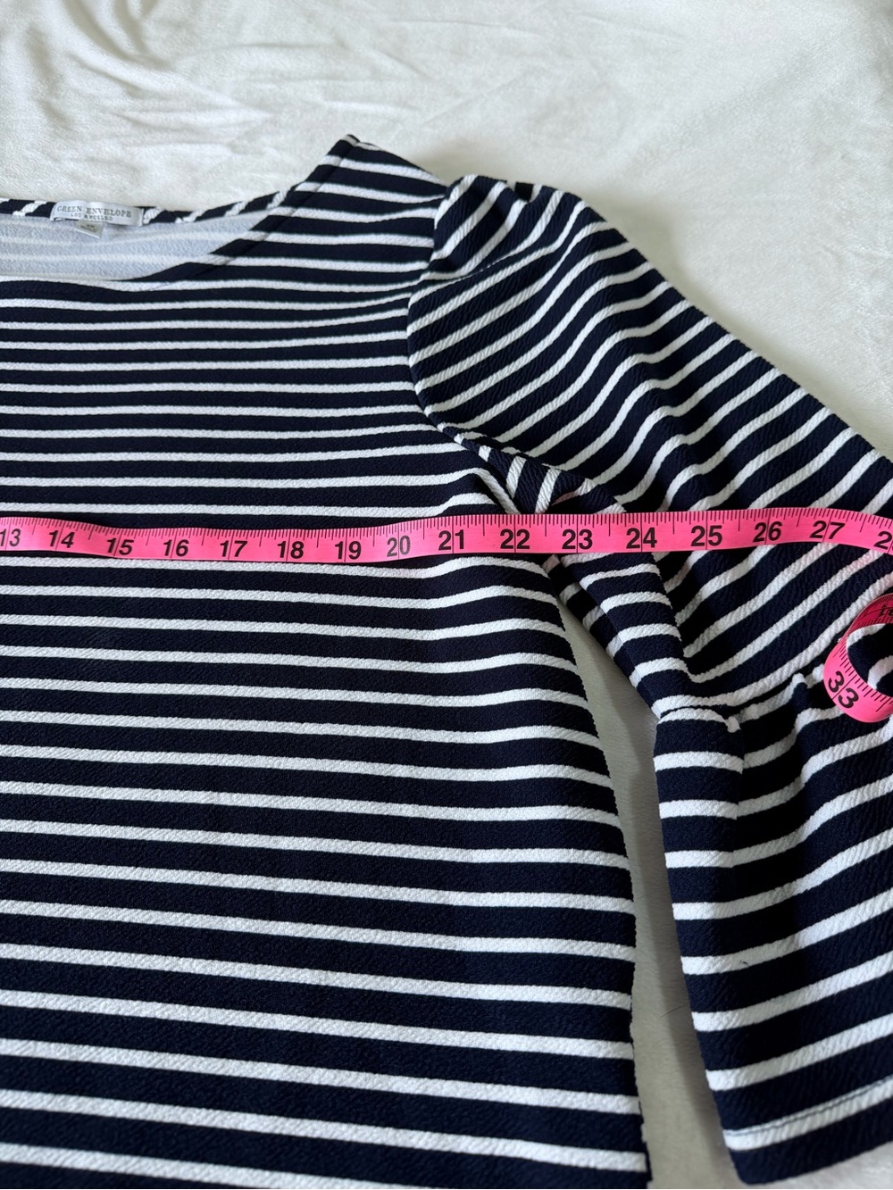 Green Envelope Navy and White Striped Top - Picture 2 of 7